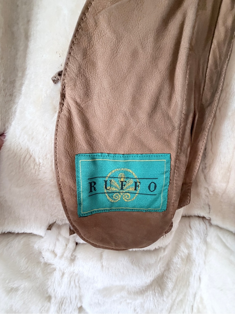 Men's Tan Shearling Hooded Coat - Picture 7 of 9